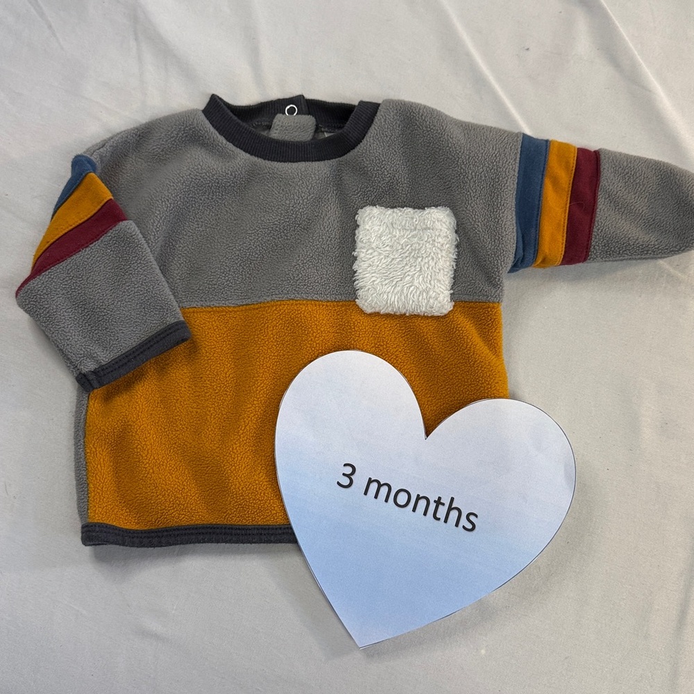 Petit Lem - Long sleeve pullover fleecy sweatshirt. Size 3 months